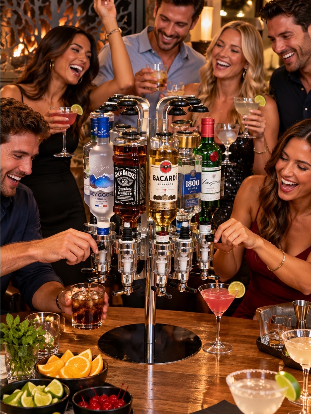 Stainless Steel 6-Bottle Liquor Dispenser - Chrome Finish